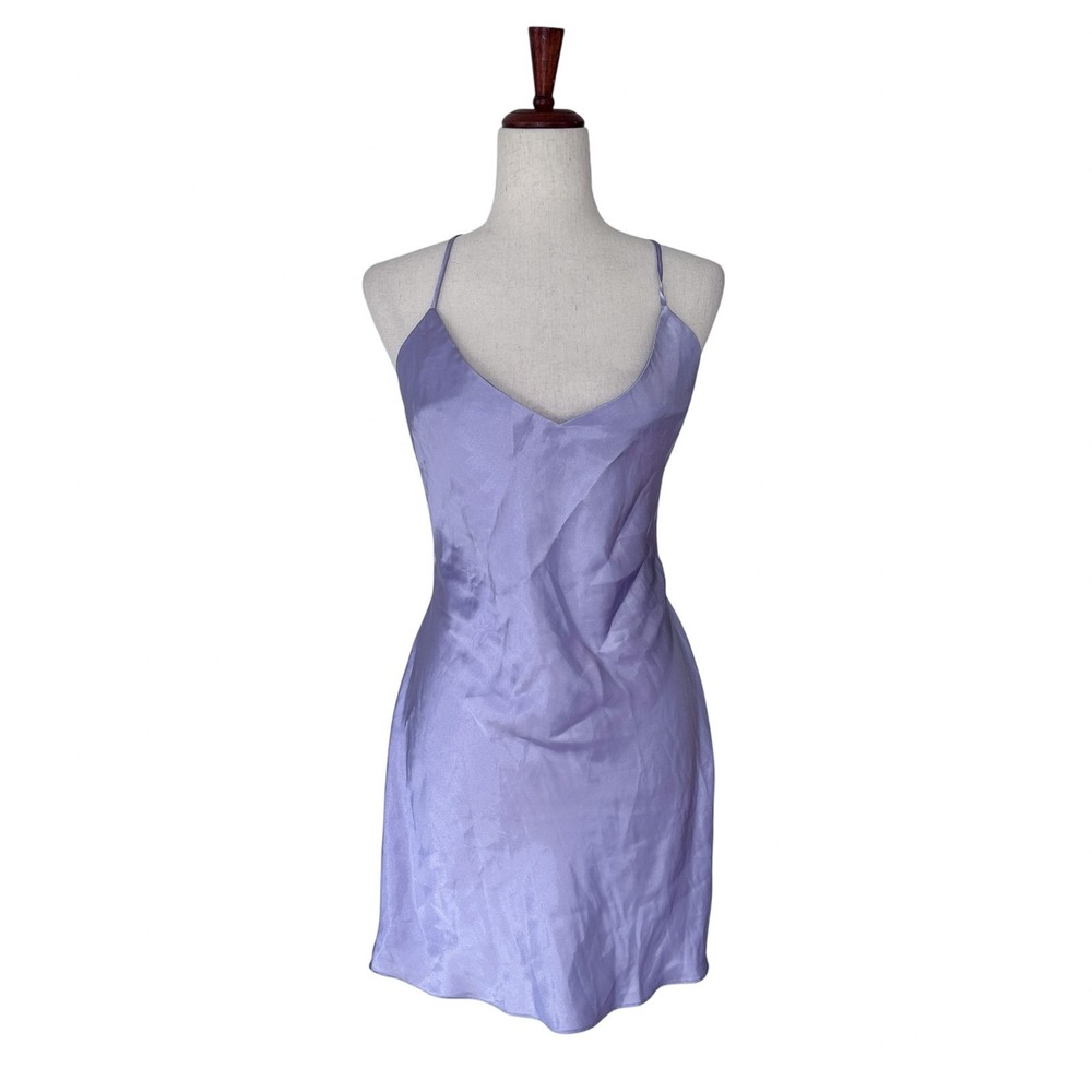 Victoria's‎ Secret Purple Negligee Medium Satin Y2K Slip Cross Back Open Back